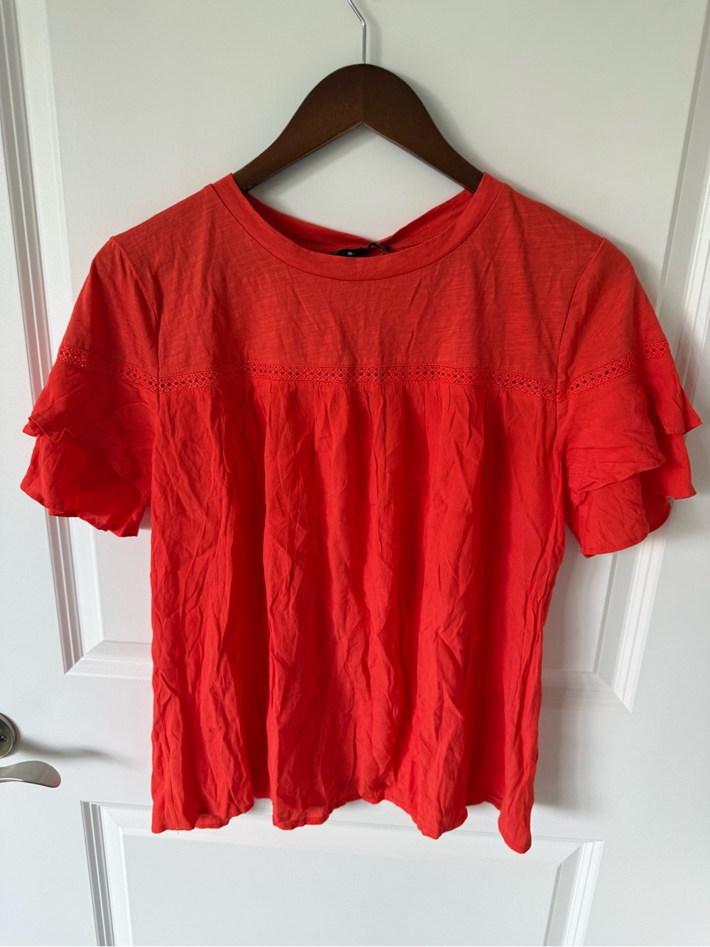 Miss Me Flutter Sleeve Eyelet Blouse Size Large NEW
